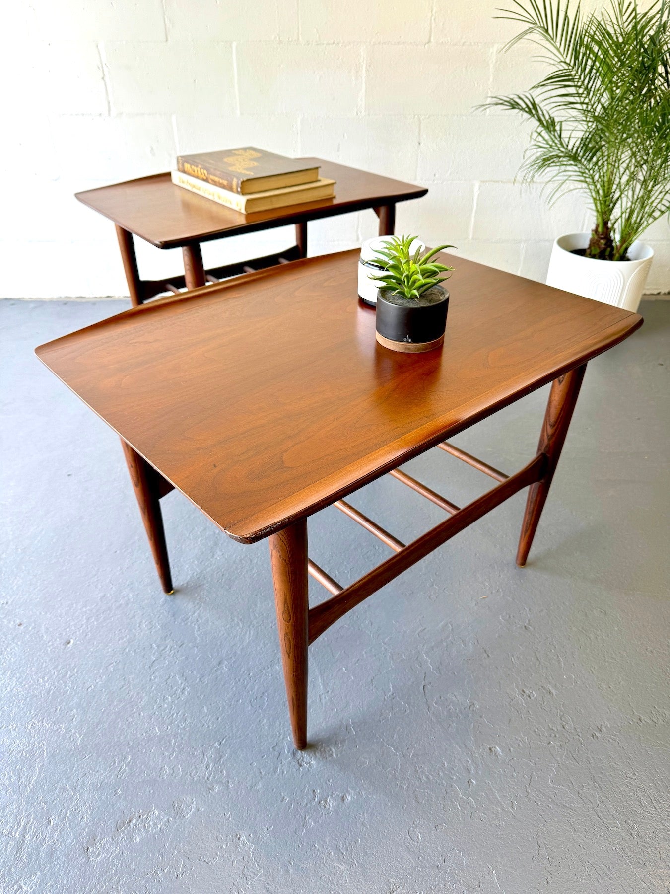 Mid-Century Bassett 'Artisan' Walnut Side Tables (A Pair