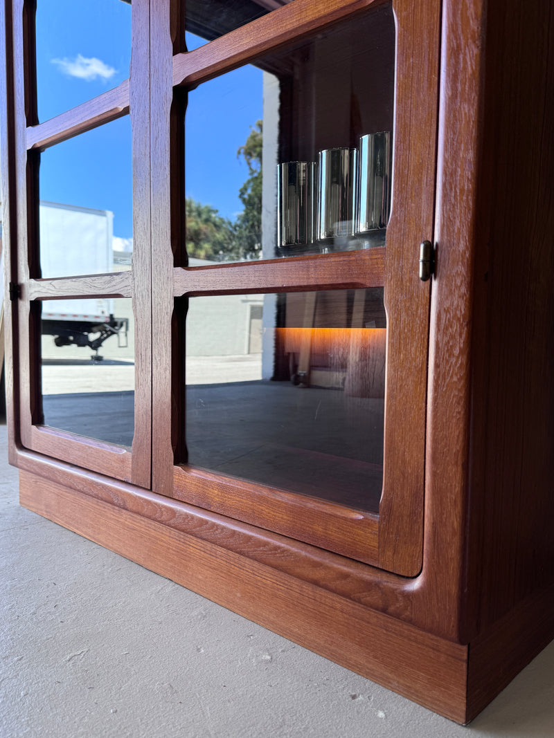 Danish modern teak arched door cabinet