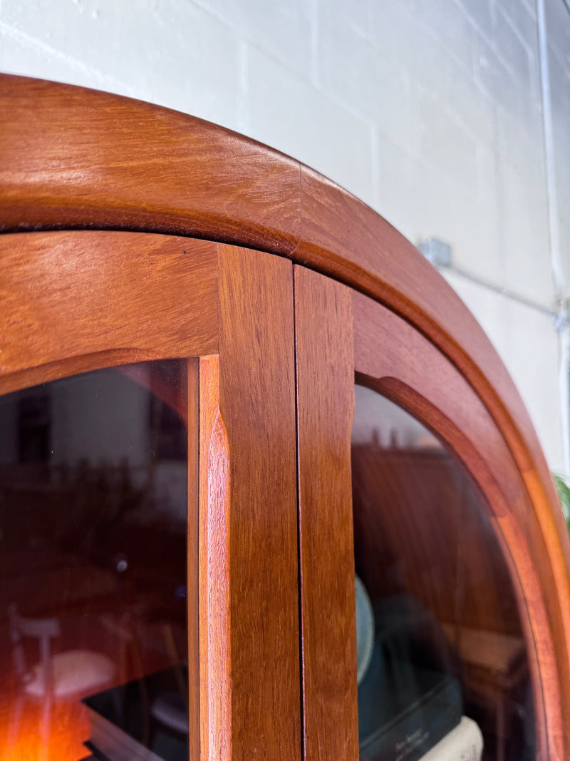 Danish modern teak arched door cabinet