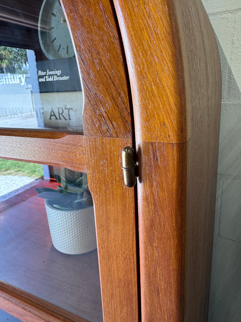 Danish modern teak arched door cabinet