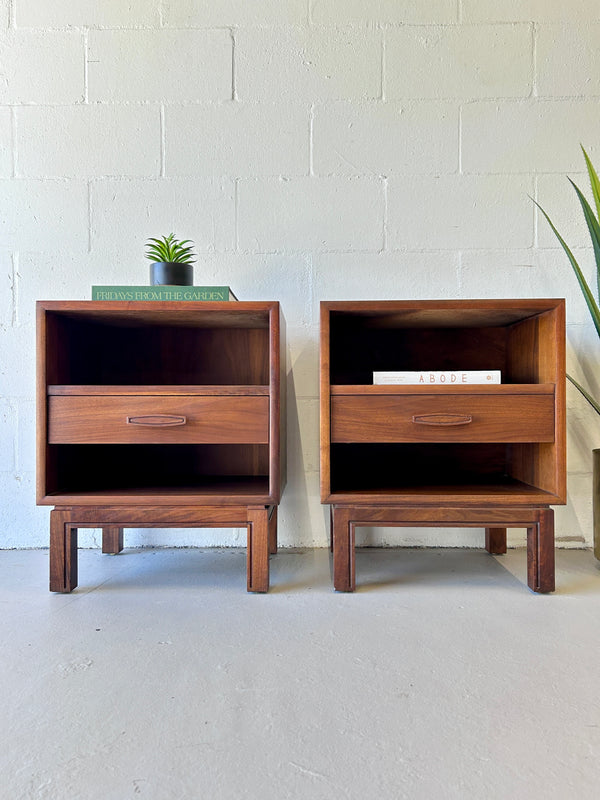 Mid Century Walnut Nightstands (a pair)