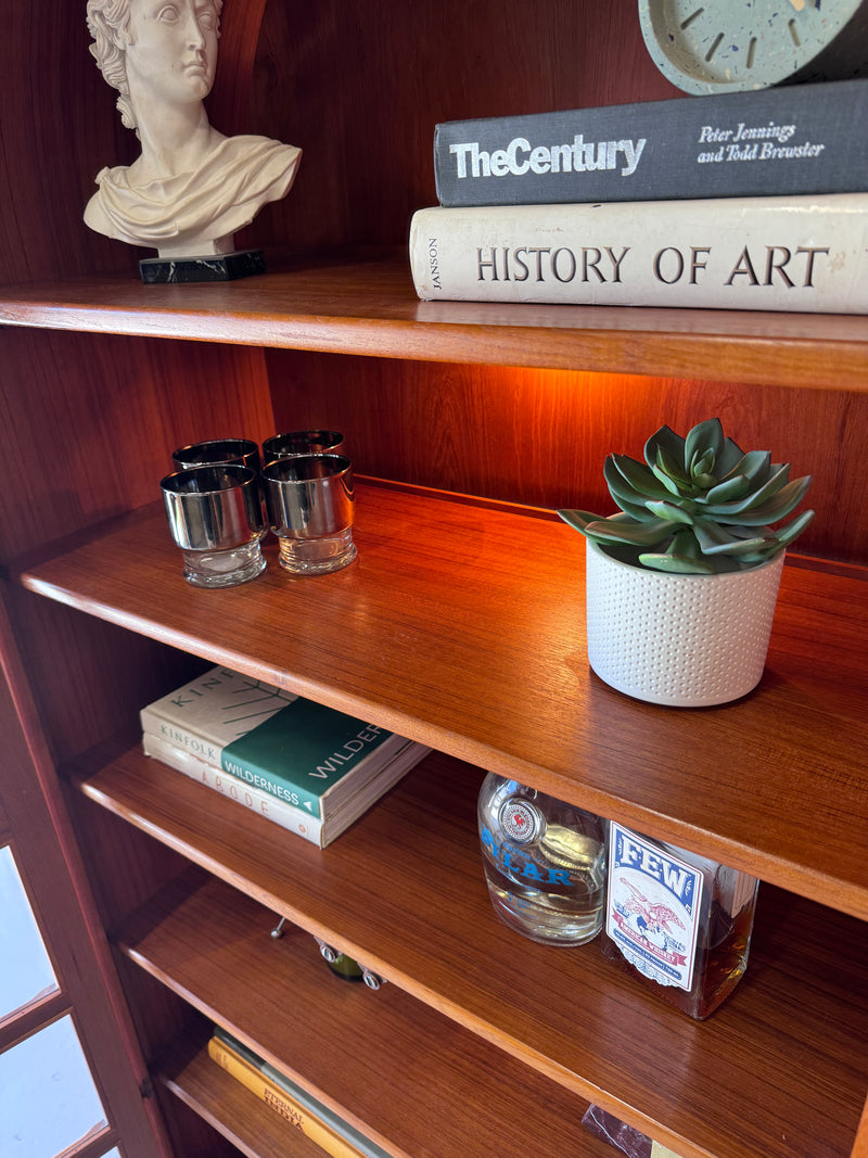 Danish modern teak arched door cabinet