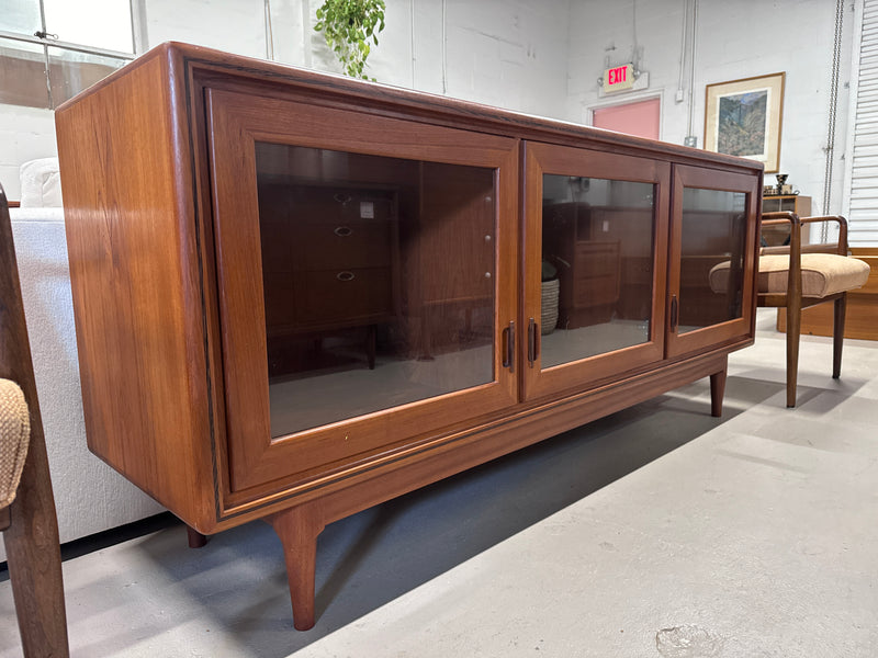 Danish modern teak glass door media console