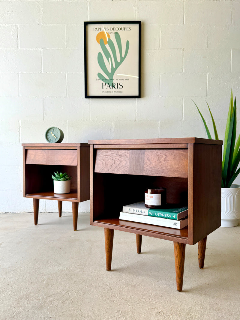 Mid-century walnut nightstands (a pair)