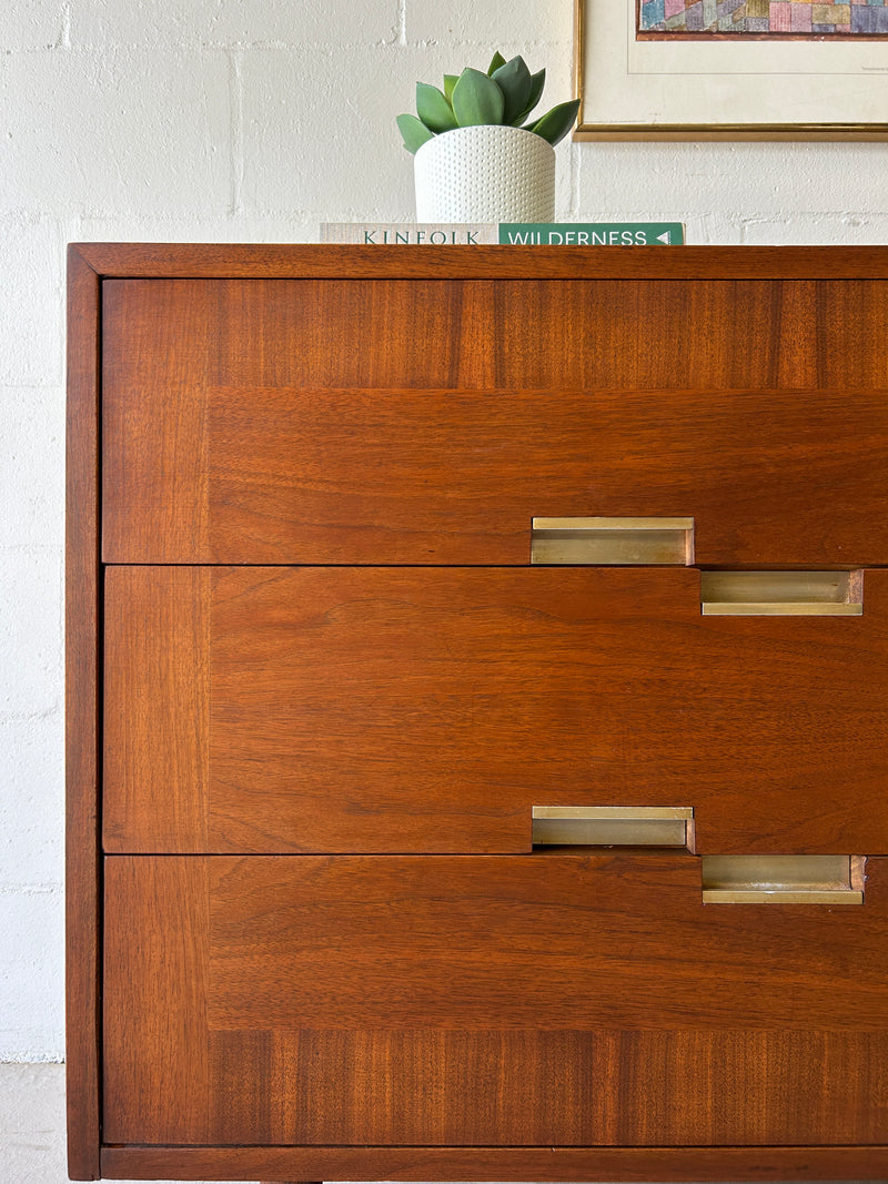 Mid century walnut and cane credenza by American of Martinsville