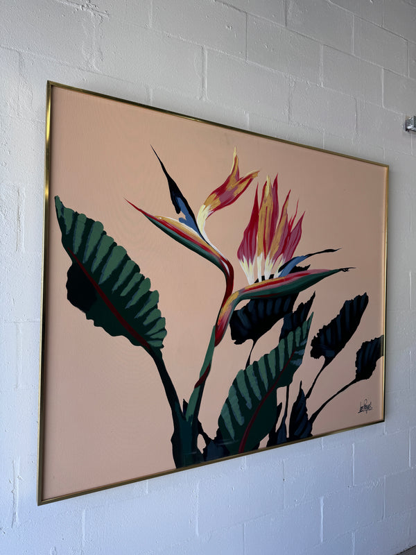 Vintage ‘Birds of Paradise’ oil painting by Lee Reynolds