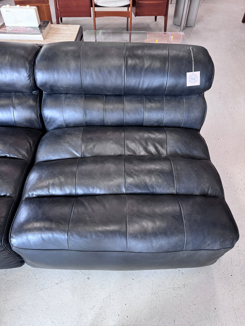 Modern black leather sectional