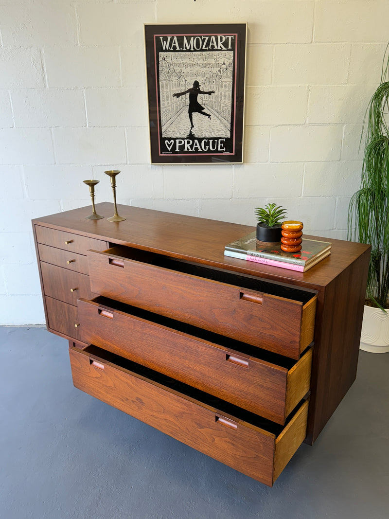mainstays mid century modern dresser Modern 6 Drawer Dresser, Bedroom, Brown Walnut - none - Bed Bath & Beyond