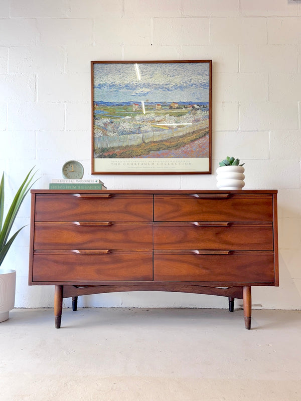 Mid Century Walnut Lowboy Dresser