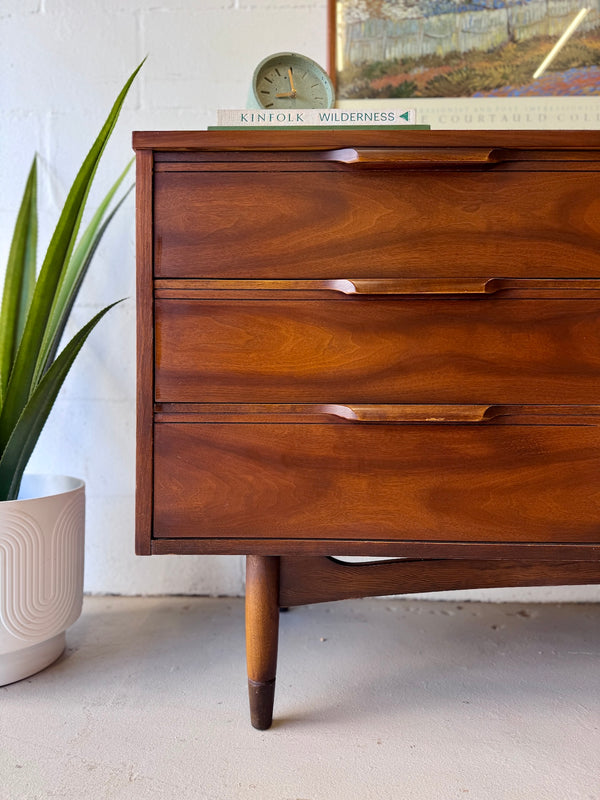 Mid Century Walnut Lowboy Dresser