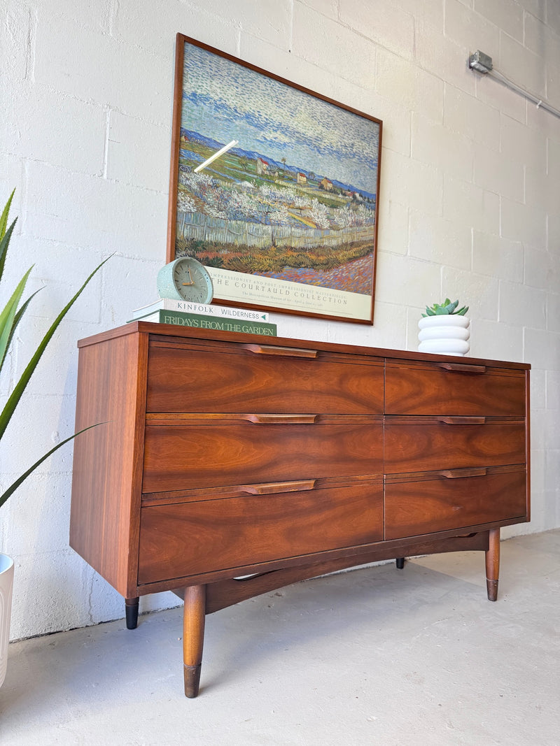 Mid Century Walnut Lowboy Dresser