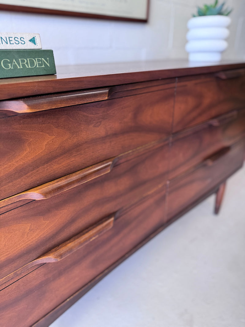 Mid Century Walnut Lowboy Dresser