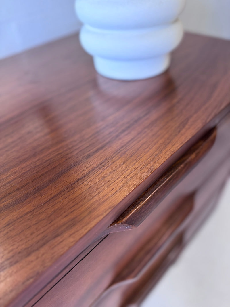 Mid Century Walnut Lowboy Dresser
