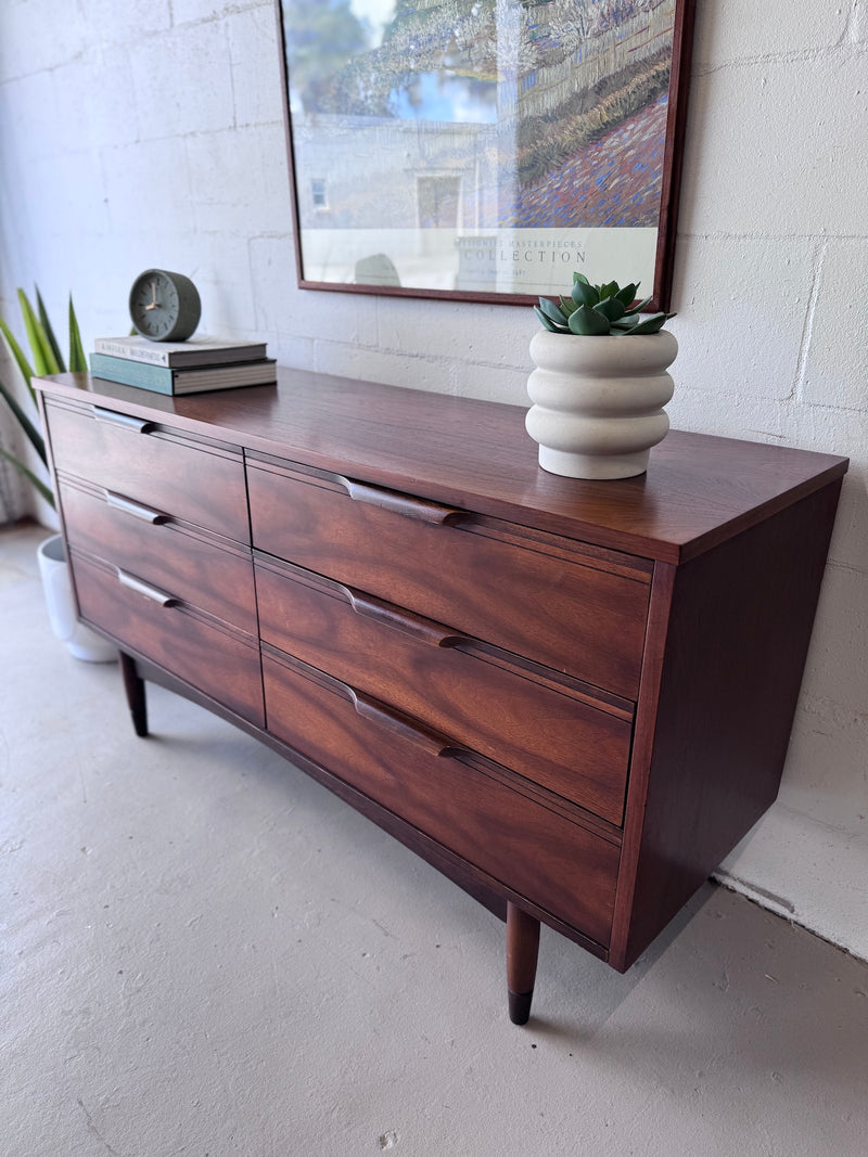 Mid Century Walnut Lowboy Dresser