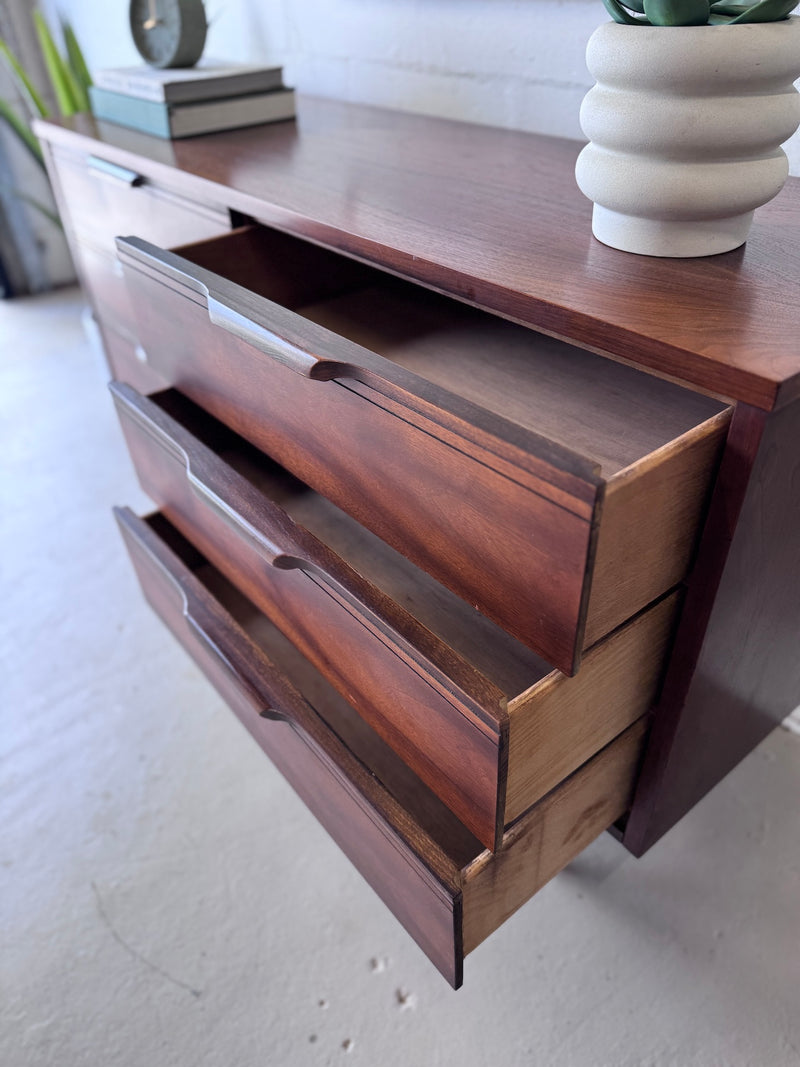 Mid Century Walnut Lowboy Dresser