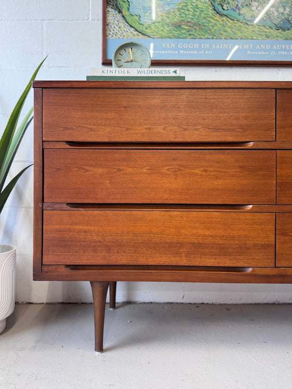 Mid Century Walnut Six Drawer Dresser