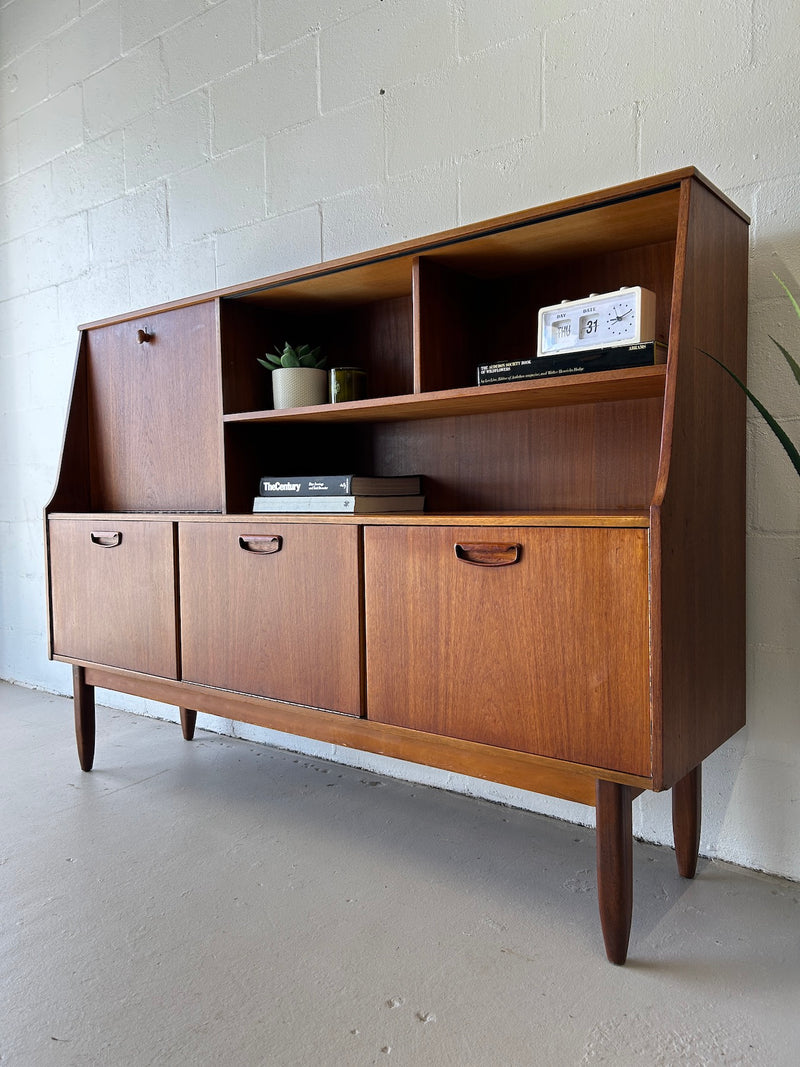 Mid Century Teak Highboard Credenza/Bar Cabinet