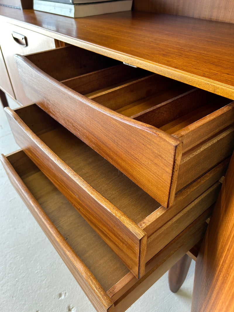 Mid Century Teak Highboard Credenza/Bar Cabinet