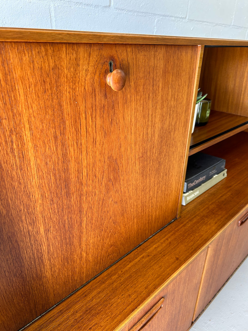 Mid Century Teak Highboard Credenza/Bar Cabinet