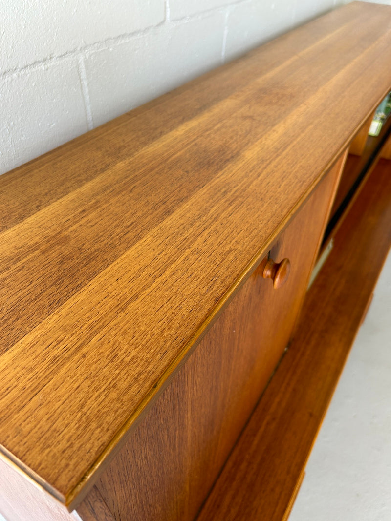 Mid Century Teak Highboard Credenza/Bar Cabinet