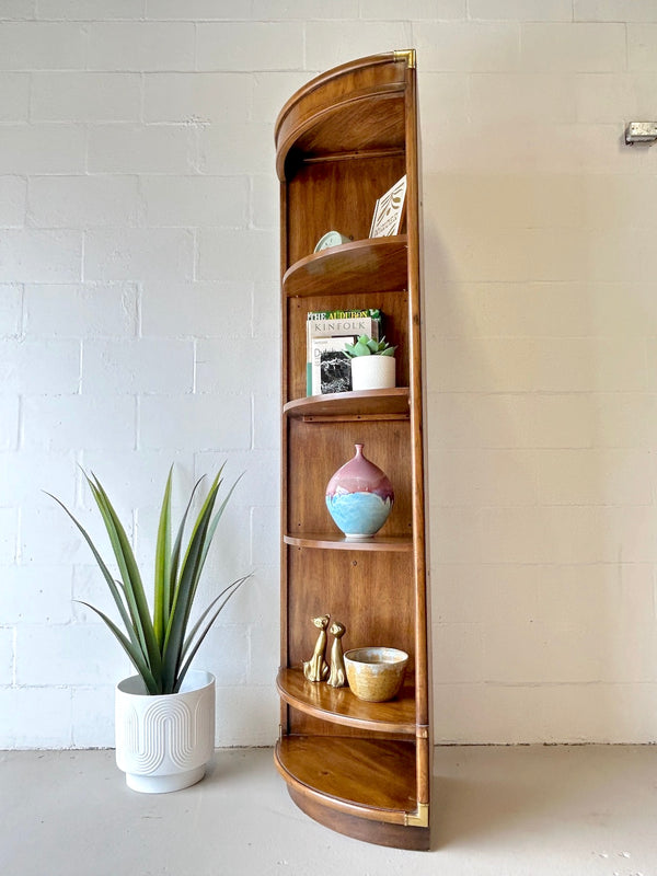 Vintage Campaign Style Curio Corner Bookshelf