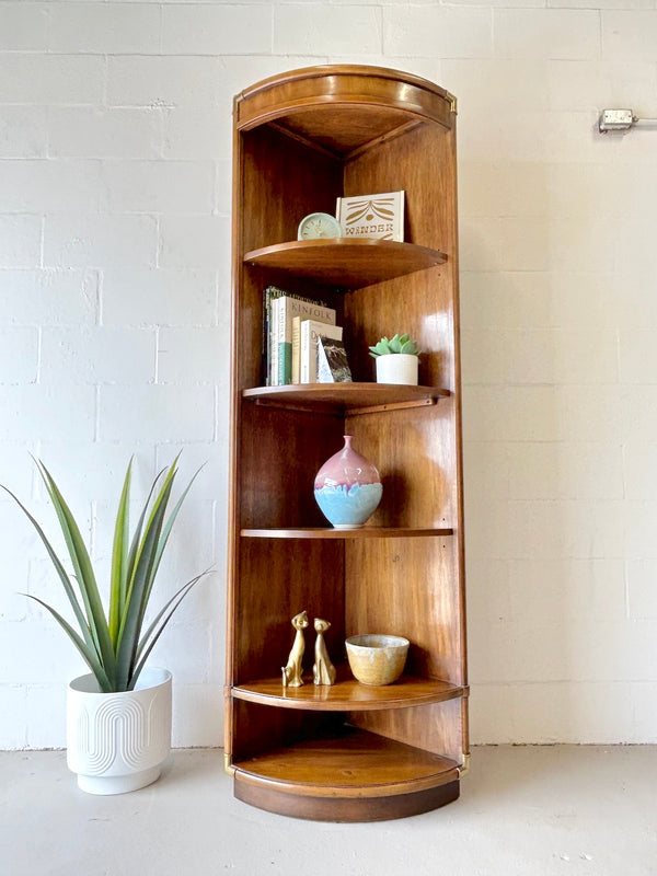 Vintage Campaign Style Curio Corner Bookshelf