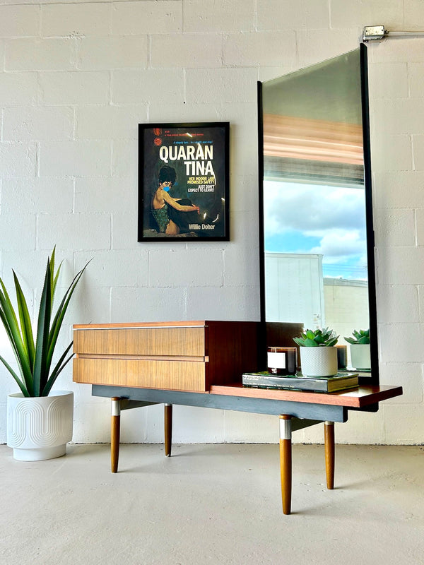 Mid Century Entryway Table with Mirror