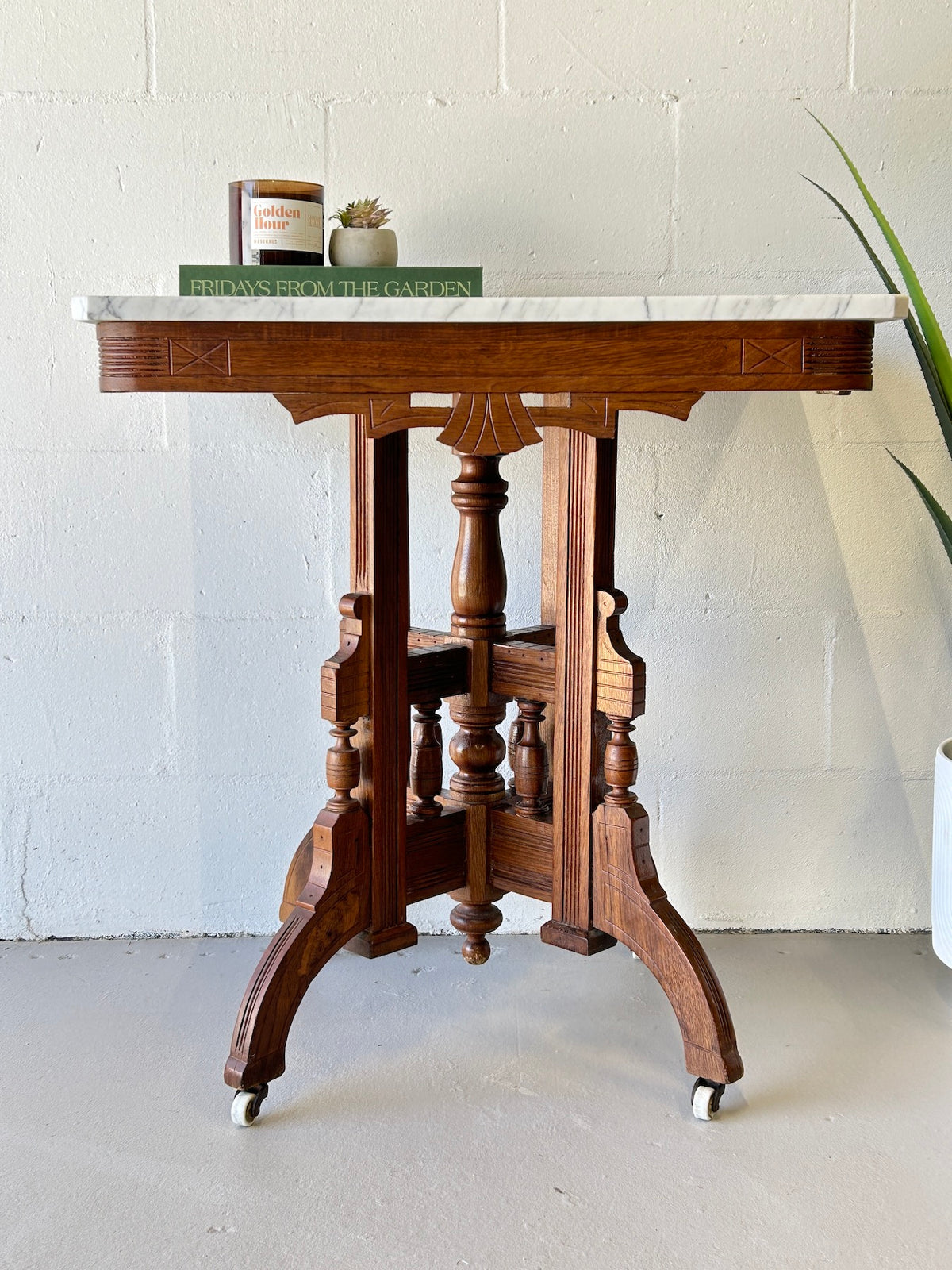 Antique Eastlake Walnut and Marble Top Table – Warehaus Orlando
