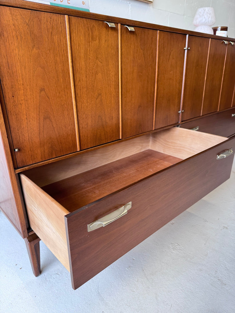 Mid Century Walnut Triple Dresser/Credenza by Red Lion