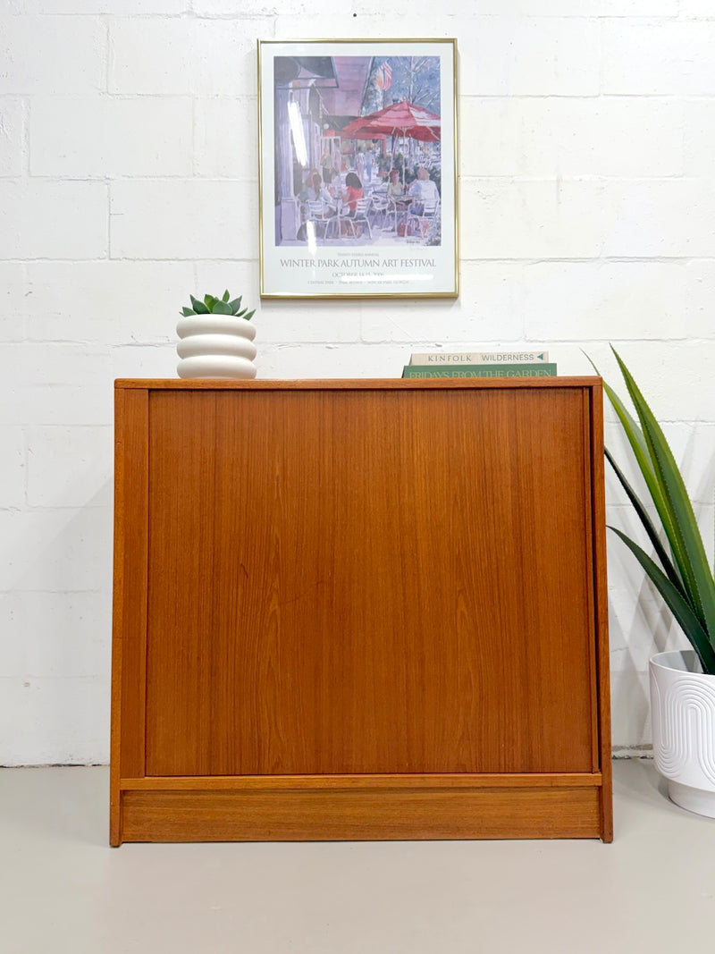 Danish Modern Teak Tambour Door Cabinet