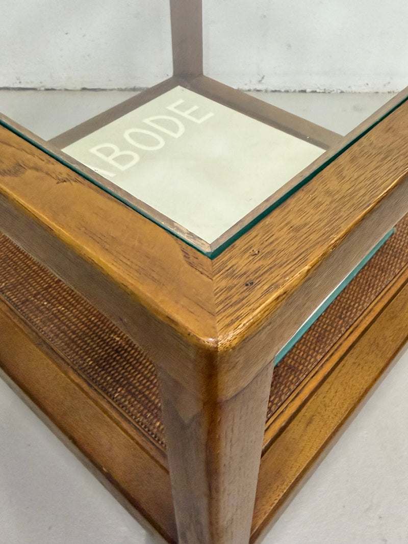 Vintage Glass Top Rolling Side Tables (A Pair)