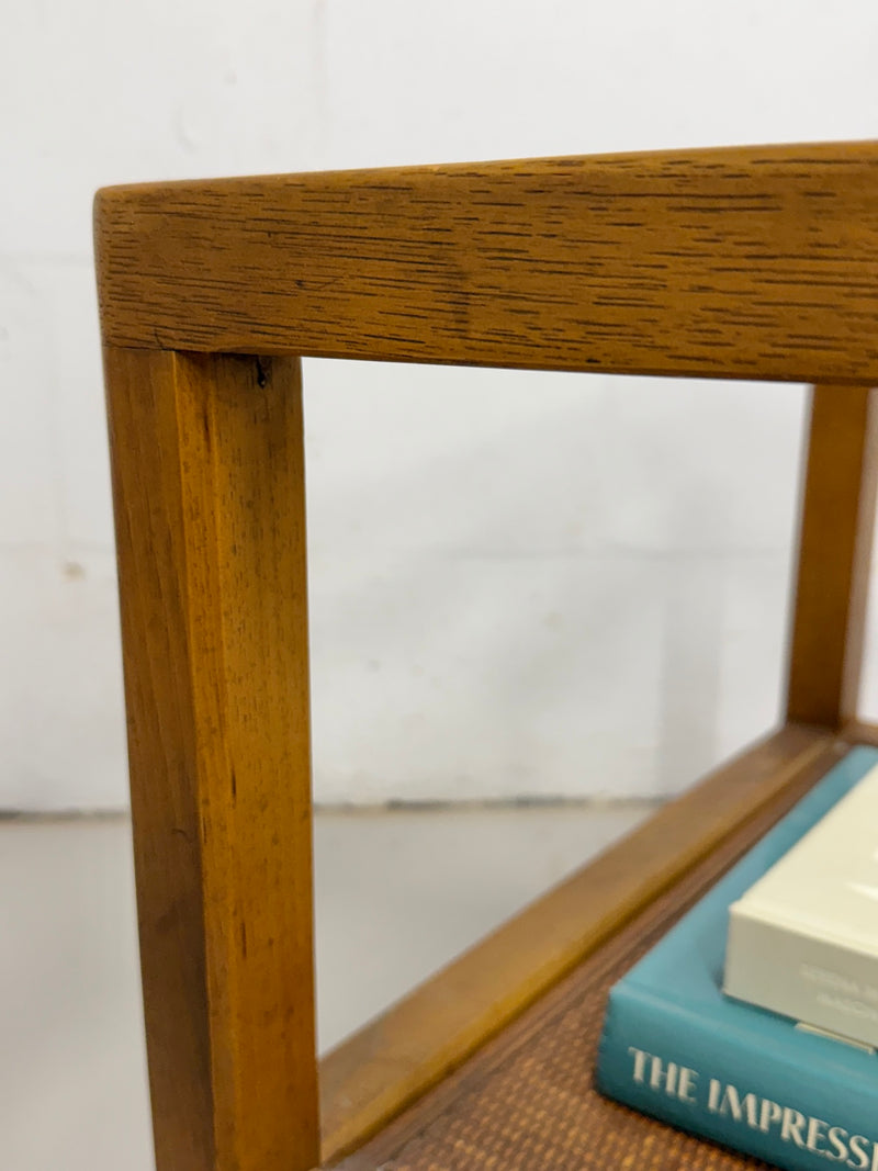 Vintage Glass Top Rolling Side Tables (A Pair)