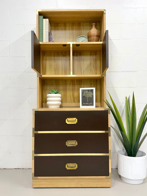 Vintage Campaign Style Storage Bookshelf