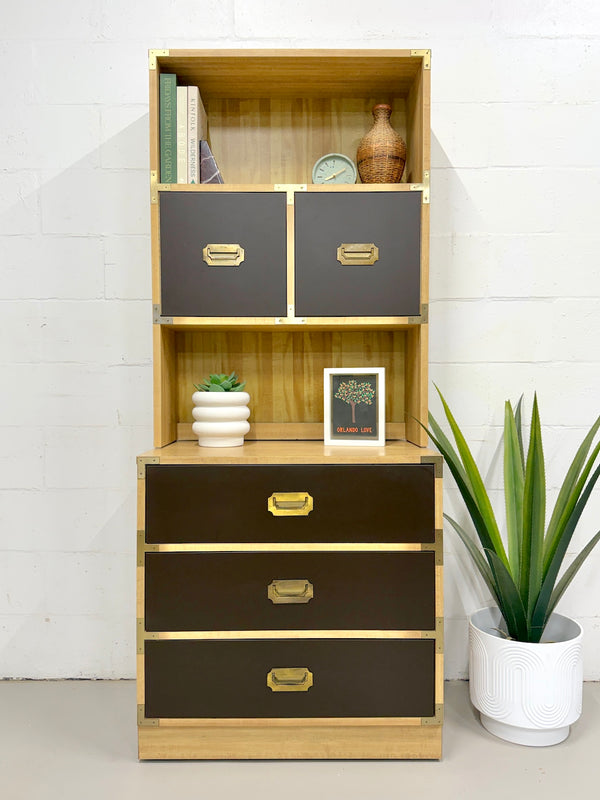 Vintage Campaign Style Storage Bookshelf