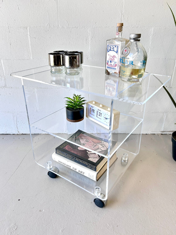 Vintage Lucite Acrylic Rolling Cart/Table