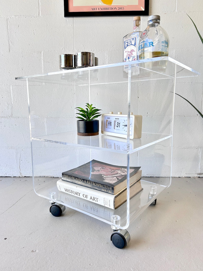 Vintage Lucite Acrylic Rolling Cart/Table