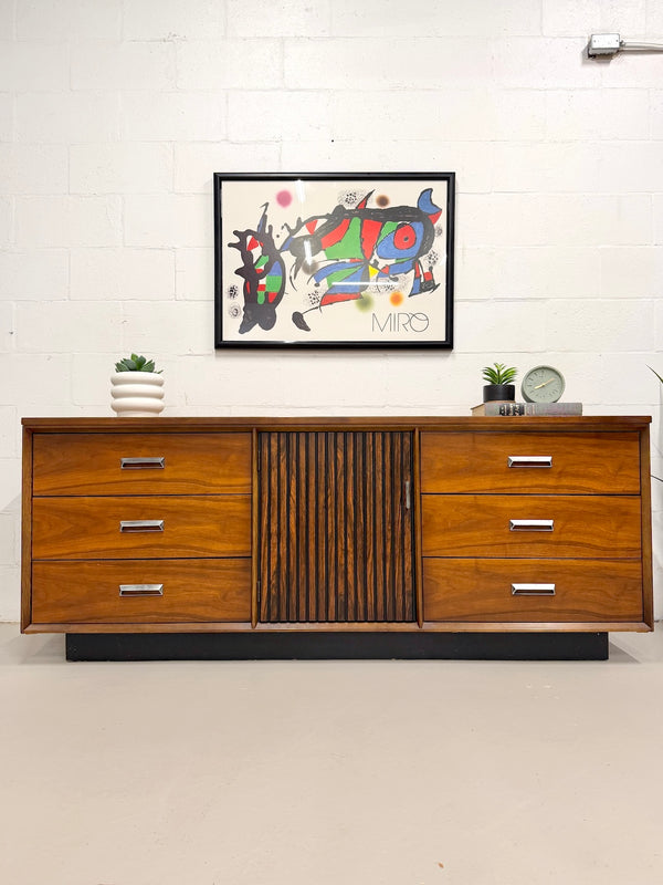 Mid Century Walnut Triple Dresser/Credenza by Bassett