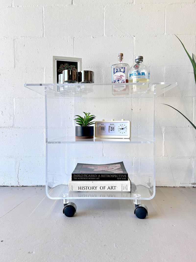 Vintage Lucite Acrylic Rolling Cart/Table