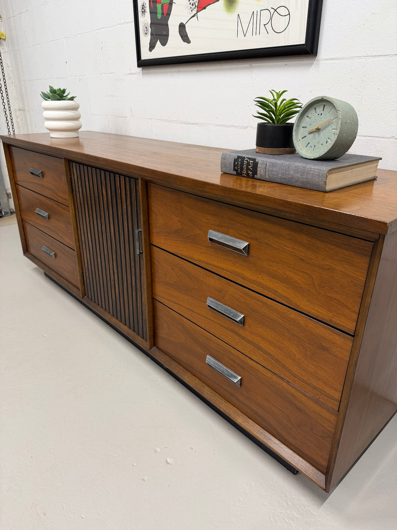 Mid Century Walnut Triple Dresser/Credenza by Bassett