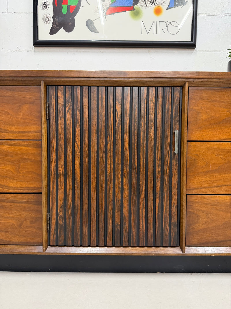 Mid Century Walnut Triple Dresser/Credenza by Bassett