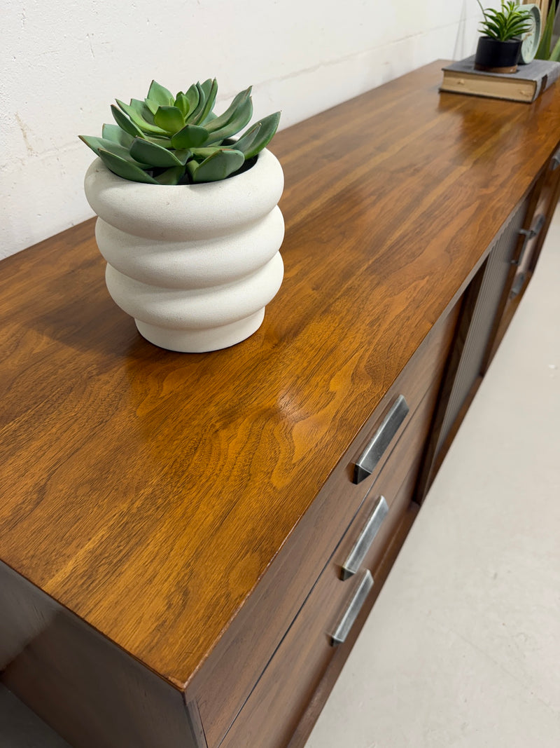 Mid Century Walnut Triple Dresser/Credenza by Bassett