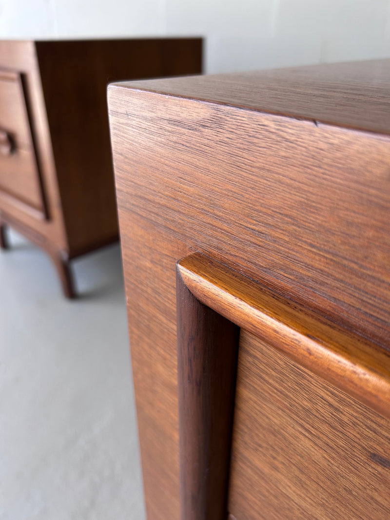 Mid Century Walnut Sculptural Nightstands