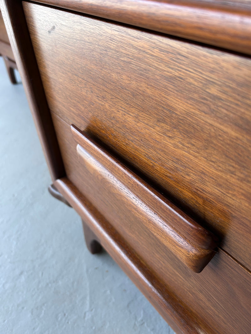 Mid Century Walnut Sculptural Nightstands