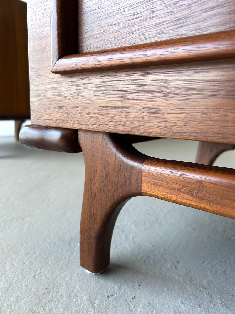 Mid Century Walnut Sculptural Nightstands