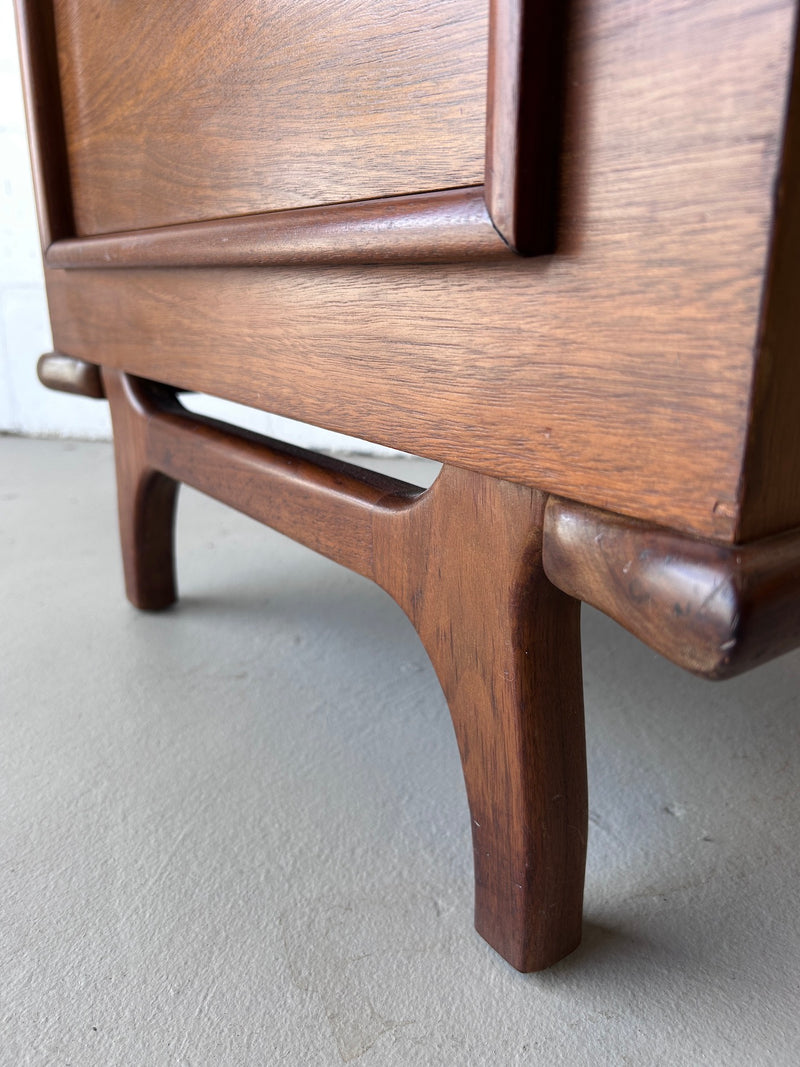 Mid Century Walnut Sculptural Nightstands