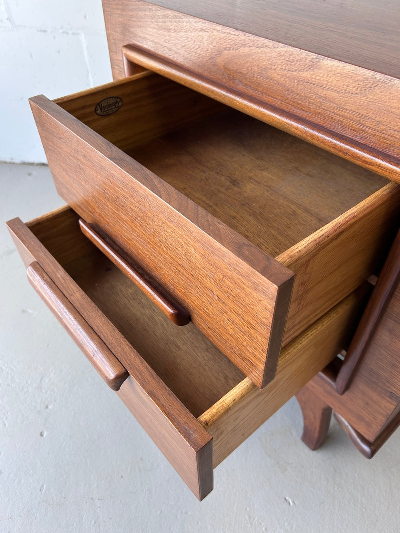 Mid Century Walnut Sculptural Nightstands