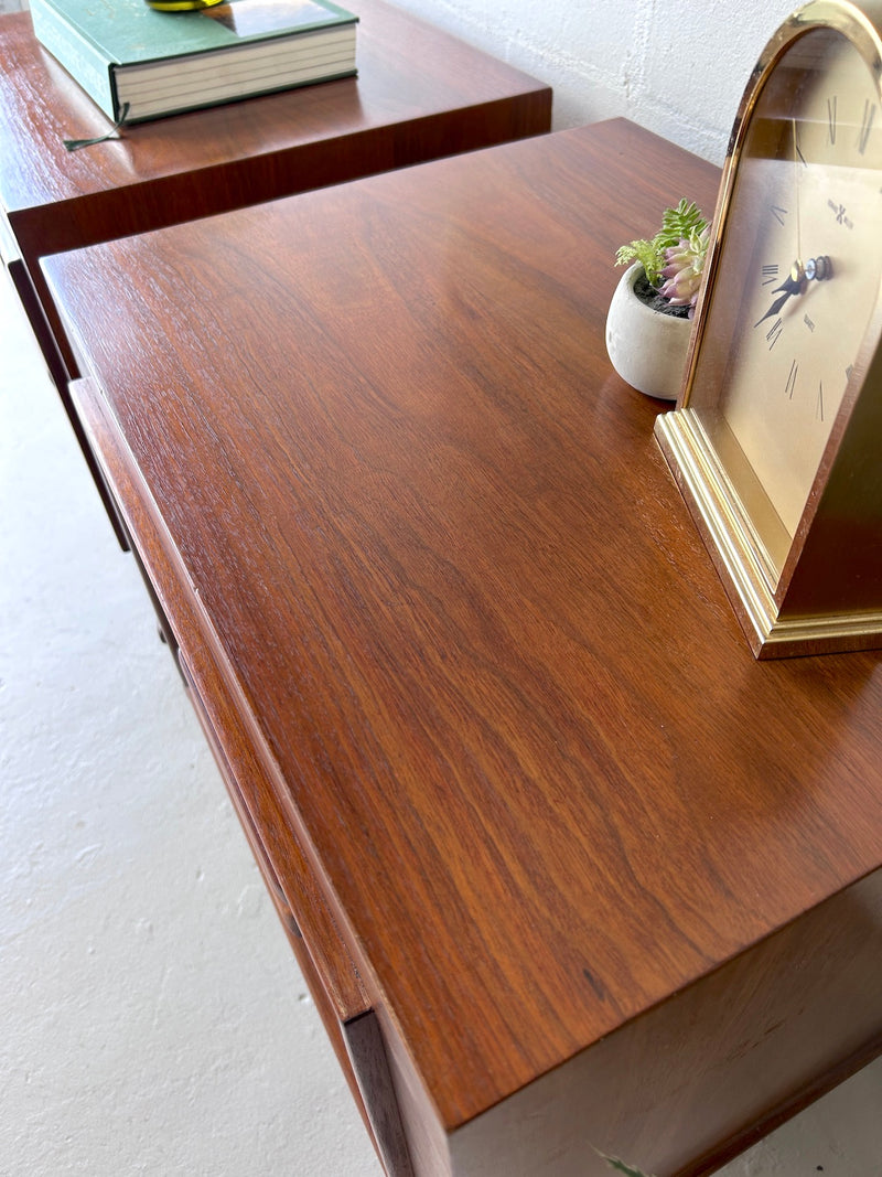 Mid Century Walnut Sculptural Nightstands