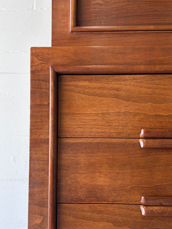 Mid Century Sculptural Walnut Highboy Chest