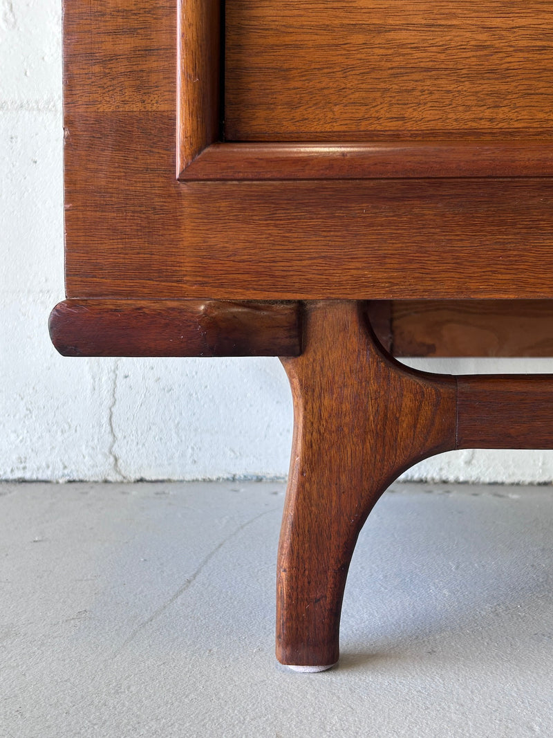 Mid Century Sculptural Walnut Highboy Chest