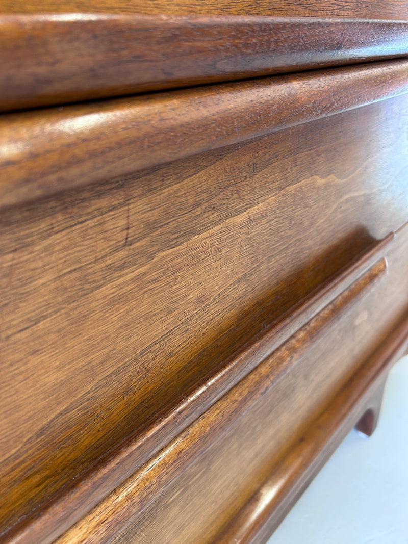 Mid Century Sculptural Walnut Highboy Chest